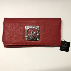 Vintage rot Beverly Hills Polo Club Geldbörse Clutch Kalbsleder klassisches Design - Bild 1 von 5