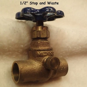 [Qty. of 1] 1/2" brass Globe valve with waste use with copper pipe - Picture 1 of 1