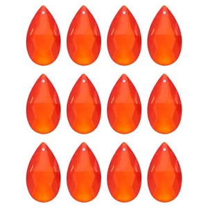 12Pcs Teardrop Crystal Drop Beads, Faceted Chandelier Prisms Parts, Red - Picture 1 of 7