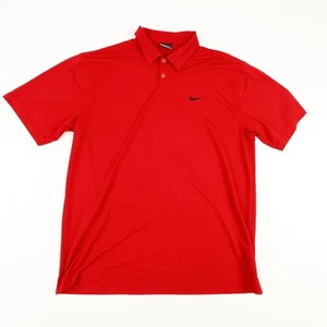 Nike Golf Dri-Fit 2-Button Polo Shirt Mens XL Reg Short Sleeve Solid Red - Picture 1 of 10
