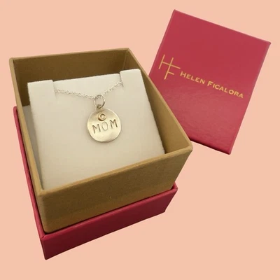 Helen Ficalora MAMÁ Diamante Disco Dije Cadena Collar PLATA ESTERLINA Y ORO 14K Foto 1 de 4