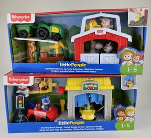 Fisher Price Little People Road Trip Ready Garage AND Happy Animals Farm - Picture 1 of 24