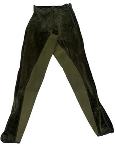 Romfh Corduroy Full Seat Riding Breeches Women's 25 Green Stretch Suede Seat - Picture 1 of 13