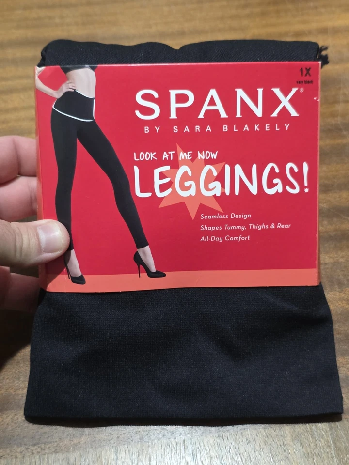 Spanx Plus Sz Leggings 1x LOOK at Me Now Seamless Black A288131