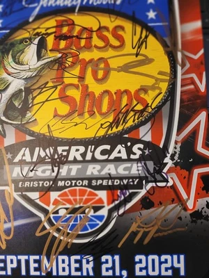 Letrero Bristol 11 X 17 de muchos pilotos de Nascar y firmado en NH Pits Foto 1 de 4