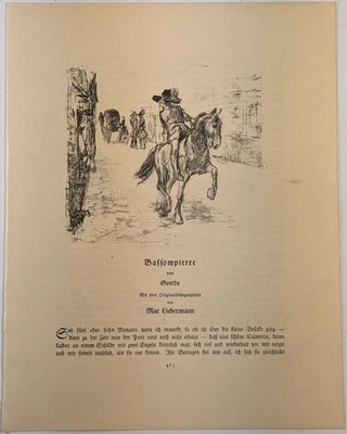 Bassompierre, Johan Wolfgang von Goethe, Max Liebermann, Lithografie, Grafik - Bild 1 von 3