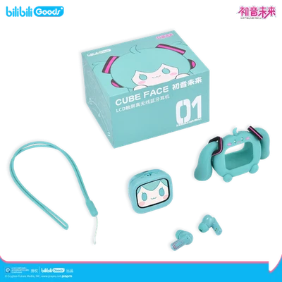 Anime Miku Lcd Bluetooth Headphones Touch Screen Earphones Hatsune Earbuds - Image 1 of 4