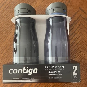Contigo Jackson Water Bottle With Autopop Leakproof Lid, 32 Oz., 2- Pack. New - Picture 1 of 6