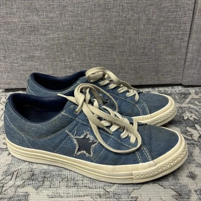 匡威 Converse One Star OX 全蓝色帆布牛仔鞋男式 5.5 女式 7.5 164359C — 第 1/4 张图片