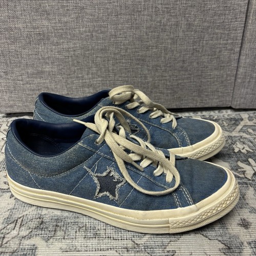 Scarpe Converse One Star OX Totalmente Blu Tela Denim Uomo 5.5 Donna 7.5 164359C
