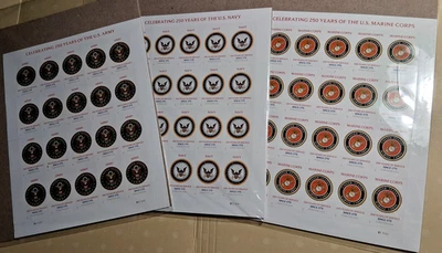 THE US ARMY NAVY MARINES #6003 6004 6005 CELEBRATING 250YRS FOREVER STAMP SHEETS - Image 1 of 4
