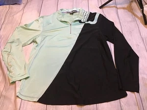 Jaime Sadock Long Sleeve Womans Shirt Teal/black Size Large - Picture 1 of 5