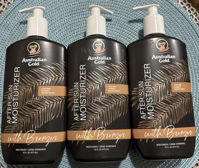 Lote de 3 lociones hidratantes Australian Gold After Sun con bronceador 16 oz nuevas Foto 1 de 2