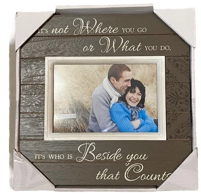 Malden Wood Words "Beside you that Counts" 4x6 Picture - New Frame 9x9 MSR $21 - Image 1 of 2
