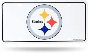 Pittsburgh Steelers Metal Auto Tag License Plate, Logo White Design, 12x6 Inch - Picture 1 of 2