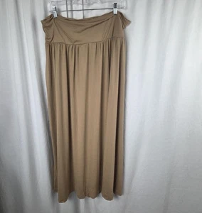 Falda Doublju Para Mujer 2XL Beige Tostado Maxi Plegable Sobre Cintura Elastizada Pull On Fluida - Imagen 1 de 11