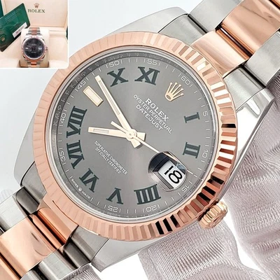 Rolex Datejust 41 2021 Wimbledon Slate 126331 2 tonos Oyster reloj caja papeles Foto 1 de 4