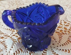 Vintage Blue Glass Creamer Container - Picture 1 of 9