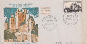 Enveloppe Philatélique 1er jour Château d'Uzès La  Chapelle du Duché 1957 - Foto 1 di 2