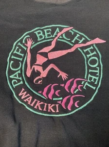 90's Neon Black Light USA Vintage Pacific Beach Hotel Waikiki Hawaii Crew I44 - Picture 1 of 8