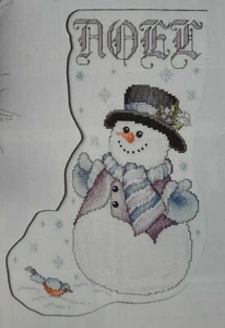 Punto de Cruz "MEDIAS DE AMIGOS DE INVIERNO" ~ Navidad, muñeco de nieve, pájaro, noel - Imagen 1 de 1