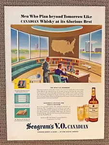 Seagram’s V.O. 1945 Anuncio impreso de whisky canadiense Oficina del mañana escena futurista - Imagen 1 de 1