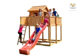 Spielhaus Kinderspielgerät Stelzenhaus mit Rutsche, Holzleiter und Plattform - Bild 1 von 5