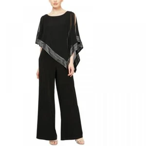 Sally Lou Women Jumpsuit  Jumpsuit Short Sleeve Layered Solid Boat Neck A2396 - Picture 1 of 16