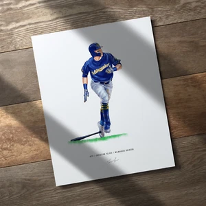 Christian Yelich Milwaukee Brewers Baseball 8x10 Print Poster Art Illustrated - Picture 1 of 10