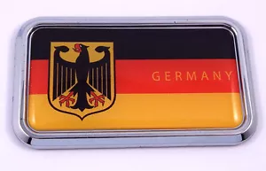 Germany Deutschland flag rectanguglar Chrome Emblem Car Decal Sticker 3" x 1.75" - Imagen 1 de 2