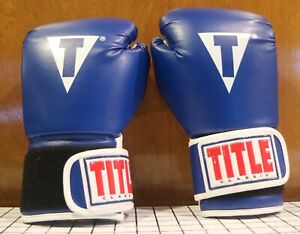 Title Classic boxing gloves Leather hook & loop Training Blue White 14 oz