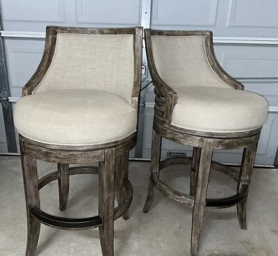 Juego de taburetes de bar (2) madera tratada y acabado hierro Foto 1 de 2