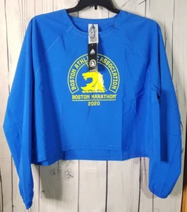 Adidas Boston Marathon 2020 Long Sleeve Cropped Shirt Womens Sz XL GK4344 - Picture 1 of 5