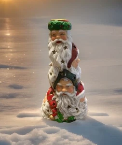 Weihnachtsmann beleuchteter Keramik Kerzenhalter 8,5" beleuchtet selten NOS - Bild 1 von 7