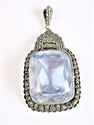 Antico Ciondolo Argento 830 Con Topazio Blu, 8,67 G - Immagine 1 di 3