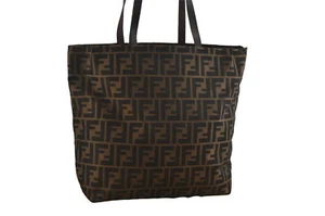 echt FENDI Vintage Zucca Schultertasche Beuteltasche Tasche Nylon Leder braun 6390M - Bild 1 von 10