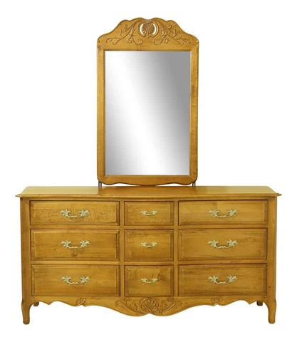 32901/97EC: ETHAN ALLEN Country French Dresser w. Matching Mirror Cover