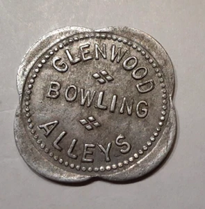 (Pgasteelers1) Nicht aufgeführte amerikanische Medaille Glenwood Bowlingbahn Alaun. 28mm SC8) - Bild 1 von 4