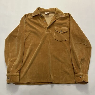Vtg 70s Grand Slam Musingwear Long Sleeve Velour Polo Hippie Mod USA Mens Medium - Image 1 of 4