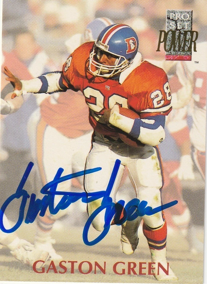 GASTON GREEN  DENVER BRONCOS  SIGNED 1992 PRO SET POWER CARD #225 - Image 1 of 1