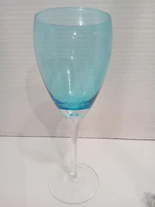 Sky Blue Trapped Bubbles WINE GLASS  9.25"T. 3.25" Dia REPLACEMENT - Picture 1 of 7