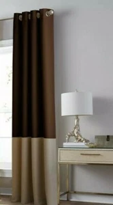 Curtainworks Kendall Color Block Grommet Curtain Panel, Chocolate 95 X 52 - Picture 1 of 3