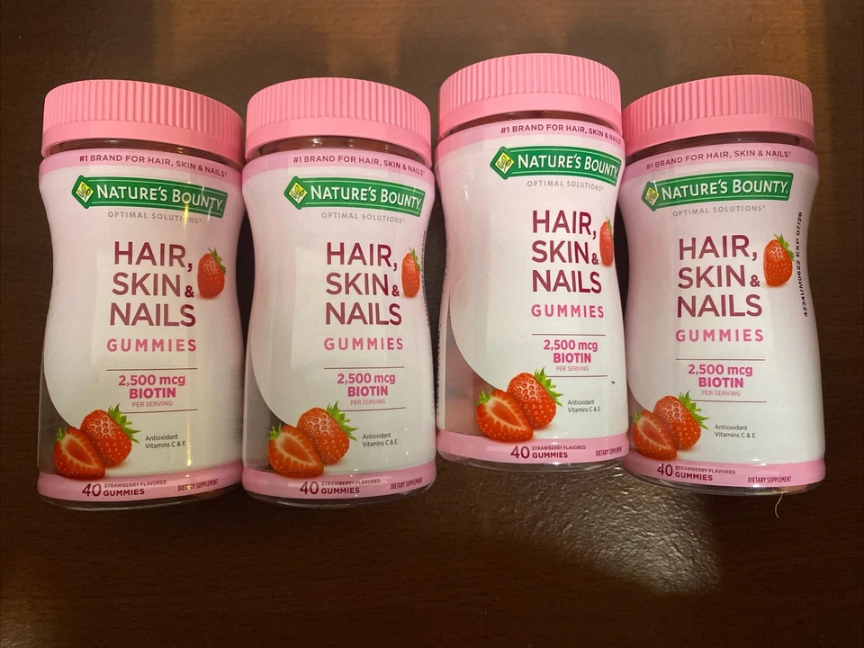 4* Gomitas Nature's Bounty para cabello, piel y uñas + biotina 40ct Ea caducidad 07/2026 Foto 1 de 1