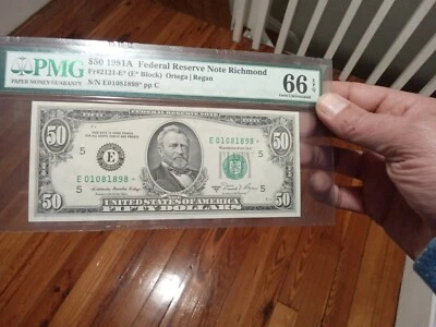 1981 A $50 Richmond FRN Star ⭐. Fr# 2121-E*. PMG 66  EPQ.  - Image 1 of 3