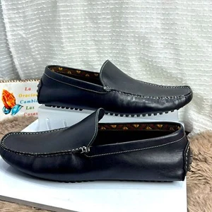 (C) DONALD PLINER VIC BLACK LEATHER DRIVING SHOES, Size 12 USD 275 - Picture 1 of 10