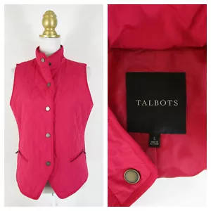 Talbots Womens Solid Dark Magenta Pink Quilted Wool Blend Puffer Vest Size S - Picture 1 of 7