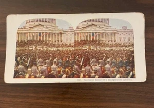 Vintage. STEREOSKOP Stereoskopische KARTE "Präsident Roosevelts Antrittsrede" - Bild 1 von 2