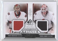 2014-15 SP Game Used Authentic Fabrics Dual Robin Lehner Craig Anderson #AF2-AL