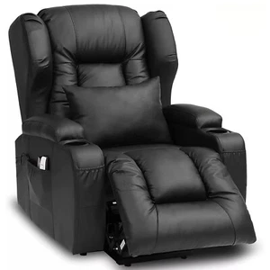 Power Recliner Sofa PU Leather Heat Massage Lift Recliner Chairs for Living Room - Picture 1 of 25