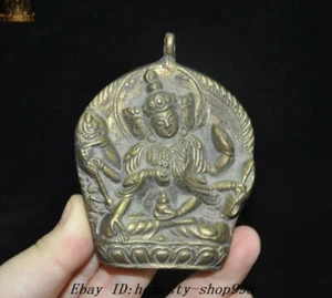 3.2'' Tibet bronze 3 Head 8 Arms Namgyalma & Ushnishavijaya Statue amulet Pendan - Picture 1 of 5